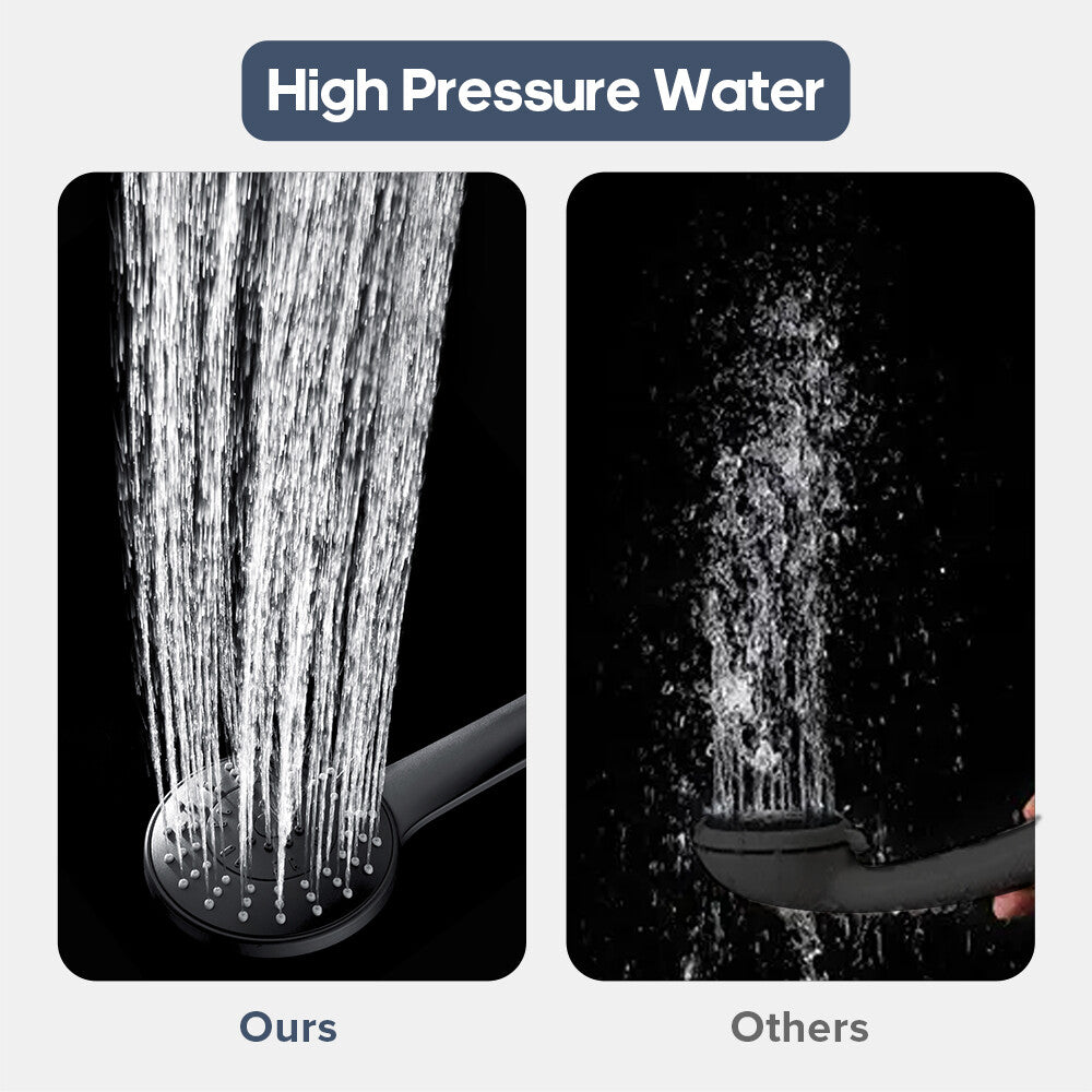 Decaura Hand Held Shower Head Set Black 5-Mode Spray Adheive Holder 1.5m Hose