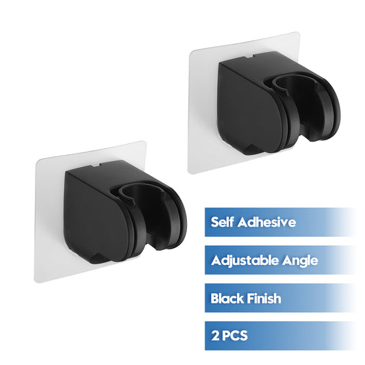 2PCS Hand Held Shower Head Holder Wall Mount Self Adhesive Black