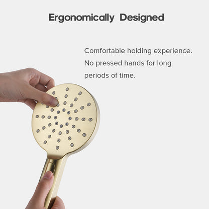 Decaura Hand Held Shower Head with 3-Mode Spray Brushed Gold Round Bathroom
