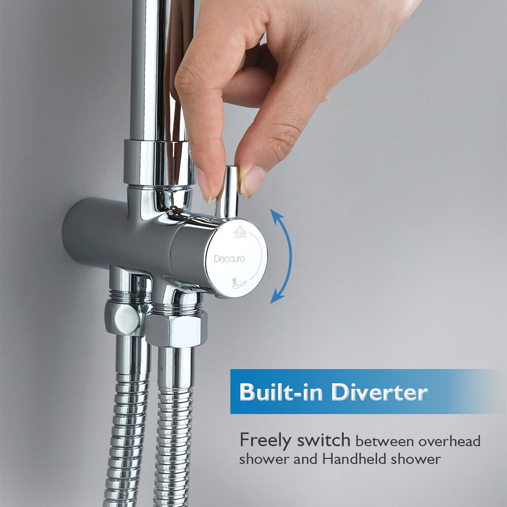 Decaura 10" Rain Shower Head Set Chrome Separate Water Inlet Elbow Wall Taps