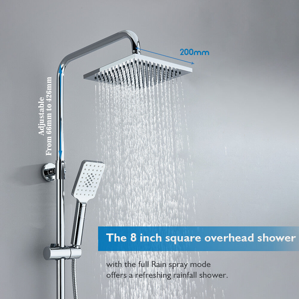 Decaura Square Shower Head Set  Black/Chrome Separate Water Inlet Wall Tapware