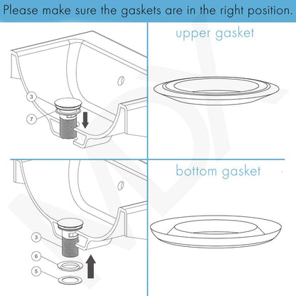 Basin Pop Up Waste Plug With Overflow 32/40mm Black Bathroom Vanity Stainless