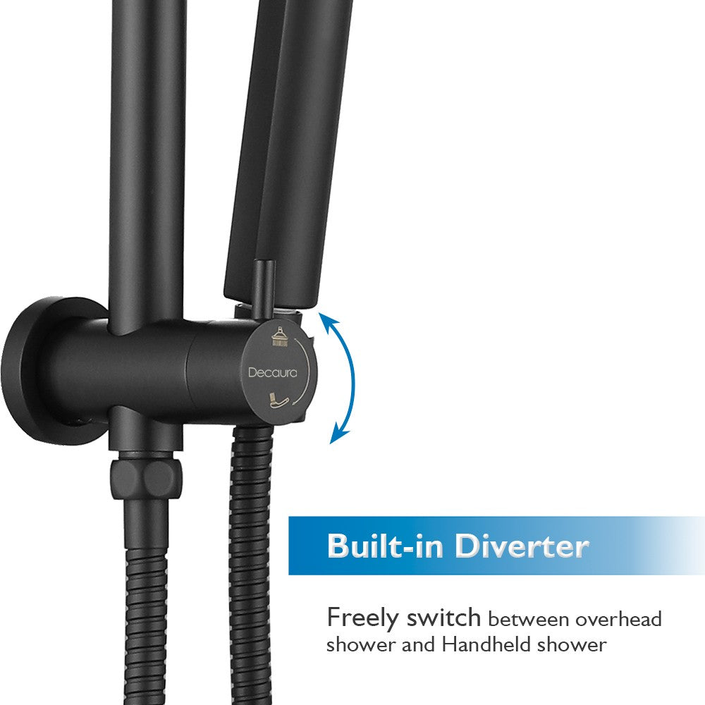 Decaura 10" Rain Shower Head Set Black Round Shower Mixer Tap Wall Tapware