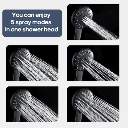 Decaura Hand Held Shower Head Set Black 5-Mode Spray Adheive Holder 1.5m Hose