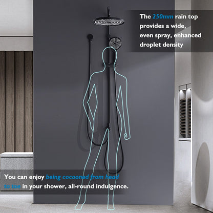 Decaura 10" Rain Shower Head Set Black Separate Water Inlet Wall Mount Mixer Tap