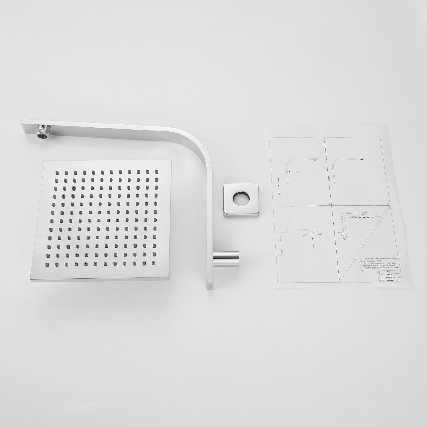 Decaura 8" Rain Shower Head Gooseneck Shower Arm Set Shower Mixer Tap Square