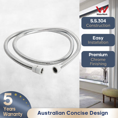 Decaura 1.5m flexible Shower Hose for Hand Held Shower Head chrome