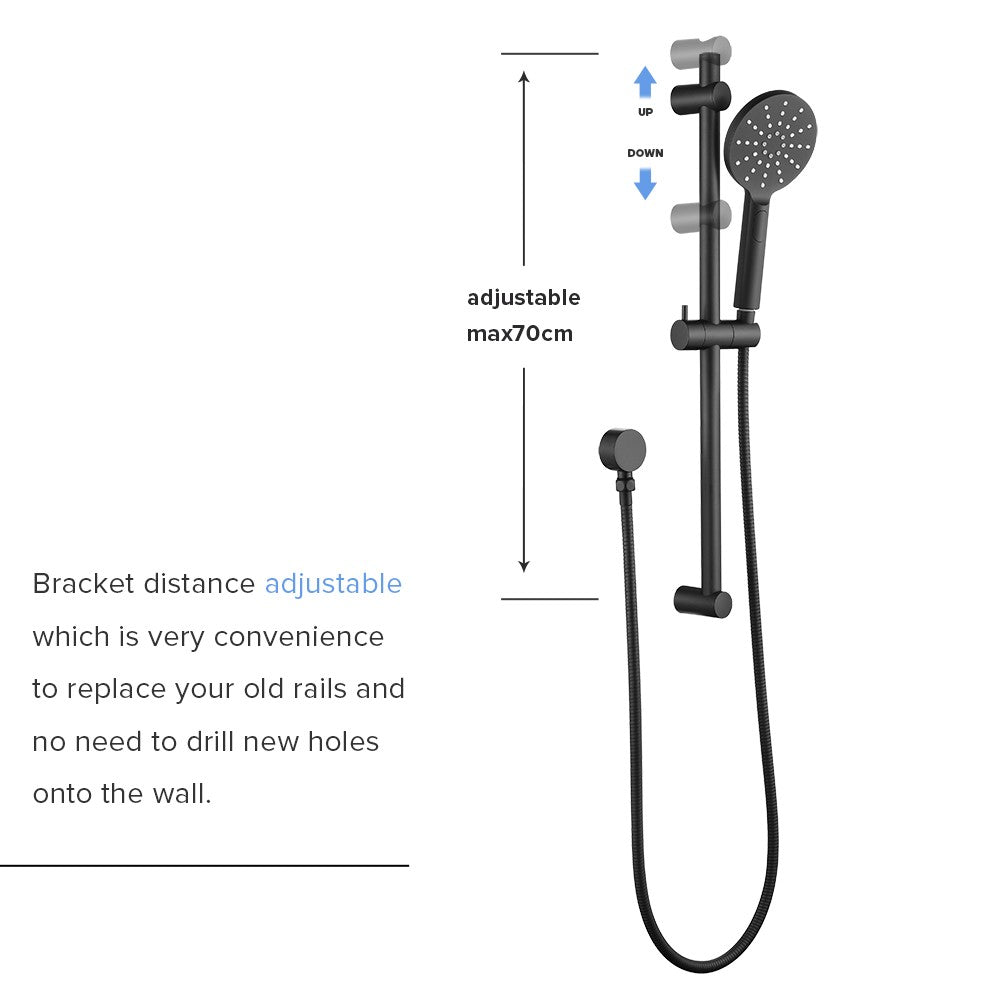 Decaura Hand Held Shower Head On Sliding Rail Set Shower Mixer Tap Wall Tapware
