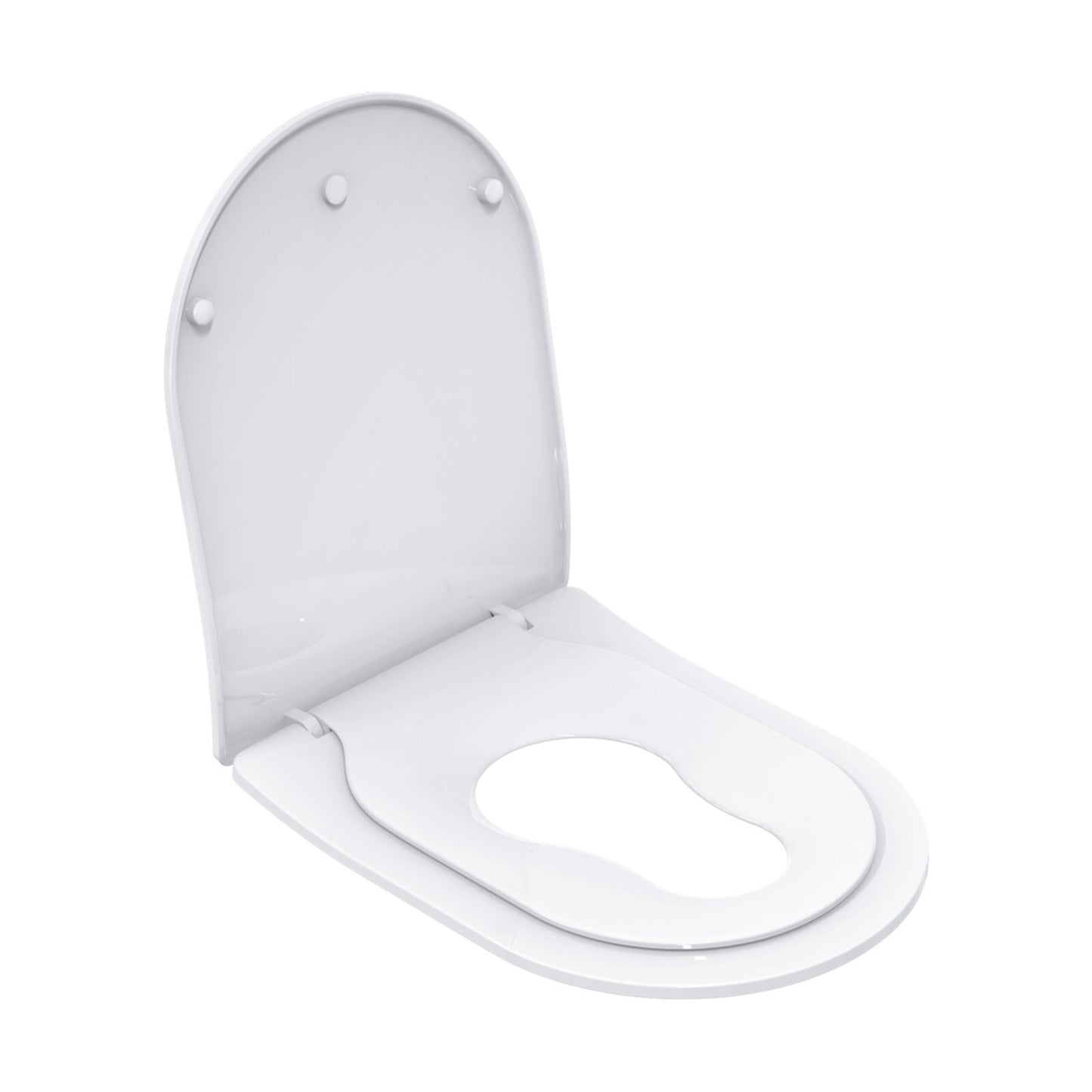 AQUATIZ D-Shaped Family Toilet Seat with Built-in Potty Training Seat Child Seat