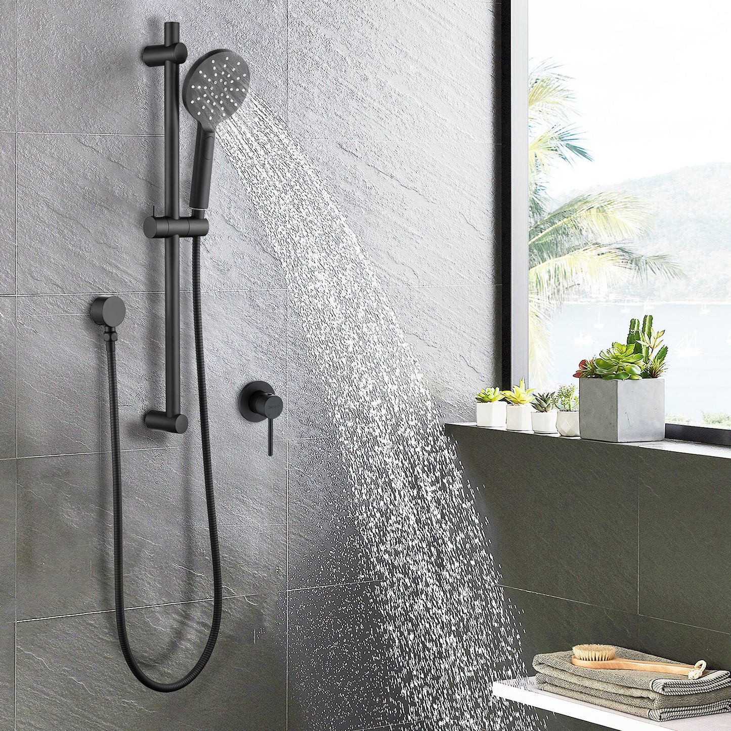 Decaura Hand Held Shower Head On Sliding Rail Set Shower Mixer Tap Wall Tapware