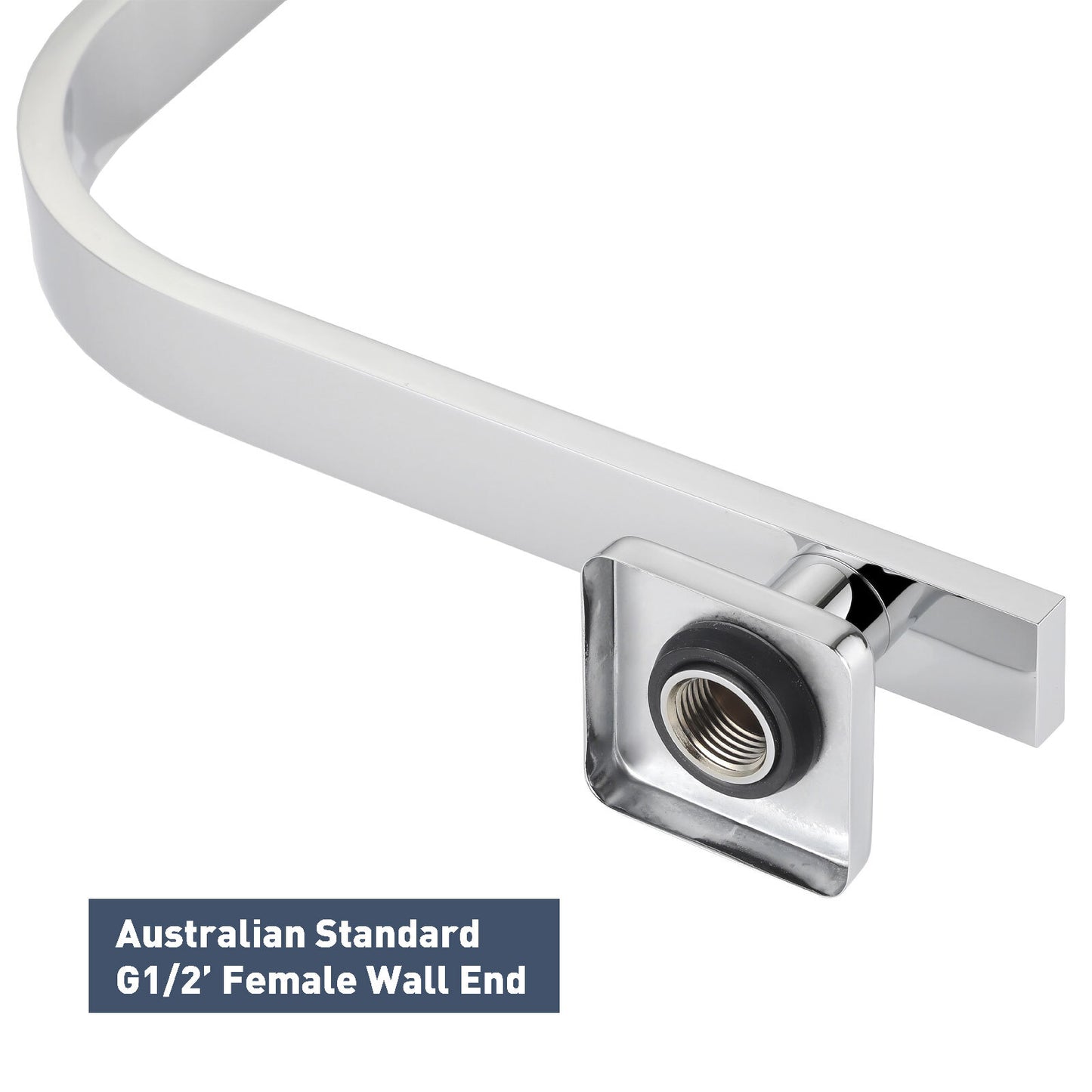 Decaura 8" Rain Shower Head and Gooseneck Shower Arm Square Chrome Wall Mount