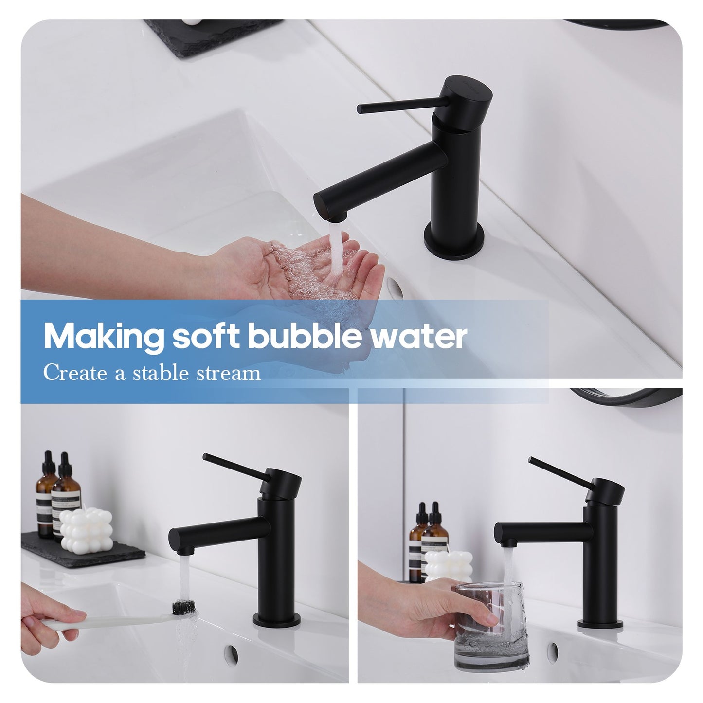 Decaura Bathroom Basin Mixer Tap Stainless Steel Round Chrome/Brushed/Black/Gold