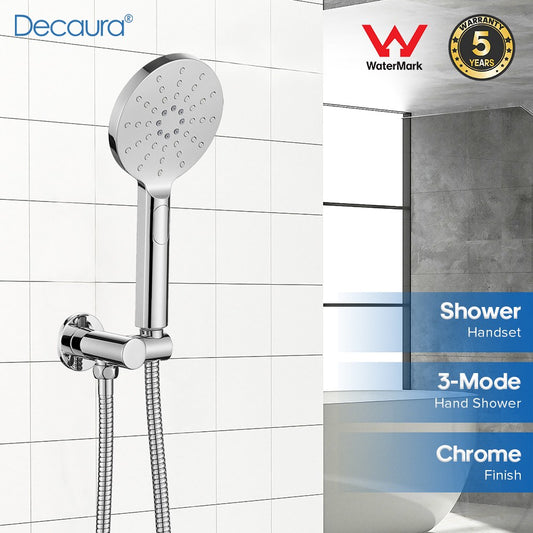 WELS Hand Held Shower Head Set Chrome 3-Mode Spray Wall Elbow 1.5m Flexible Hose