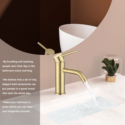 Decaura Bathroom Basin Mixer Tap Brushed Gold Vanity Tapware Gooseneck Spout