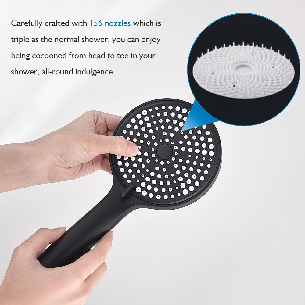 Decaura 10" Rain Shower Head Set Black Round Gooseneck Shower Arm Wall Tapware