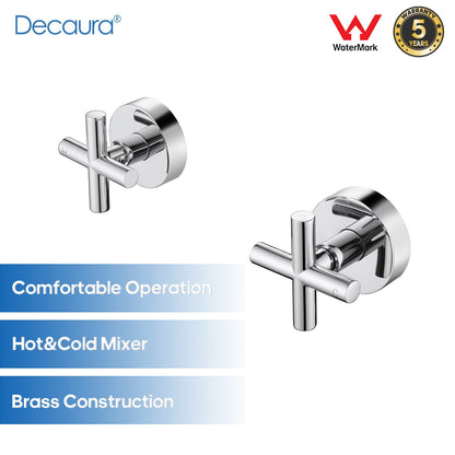 Decaura Shower Taps Brass Tapware Mixer Tap Brushed Gold/Black/Gunmetal/Nickel