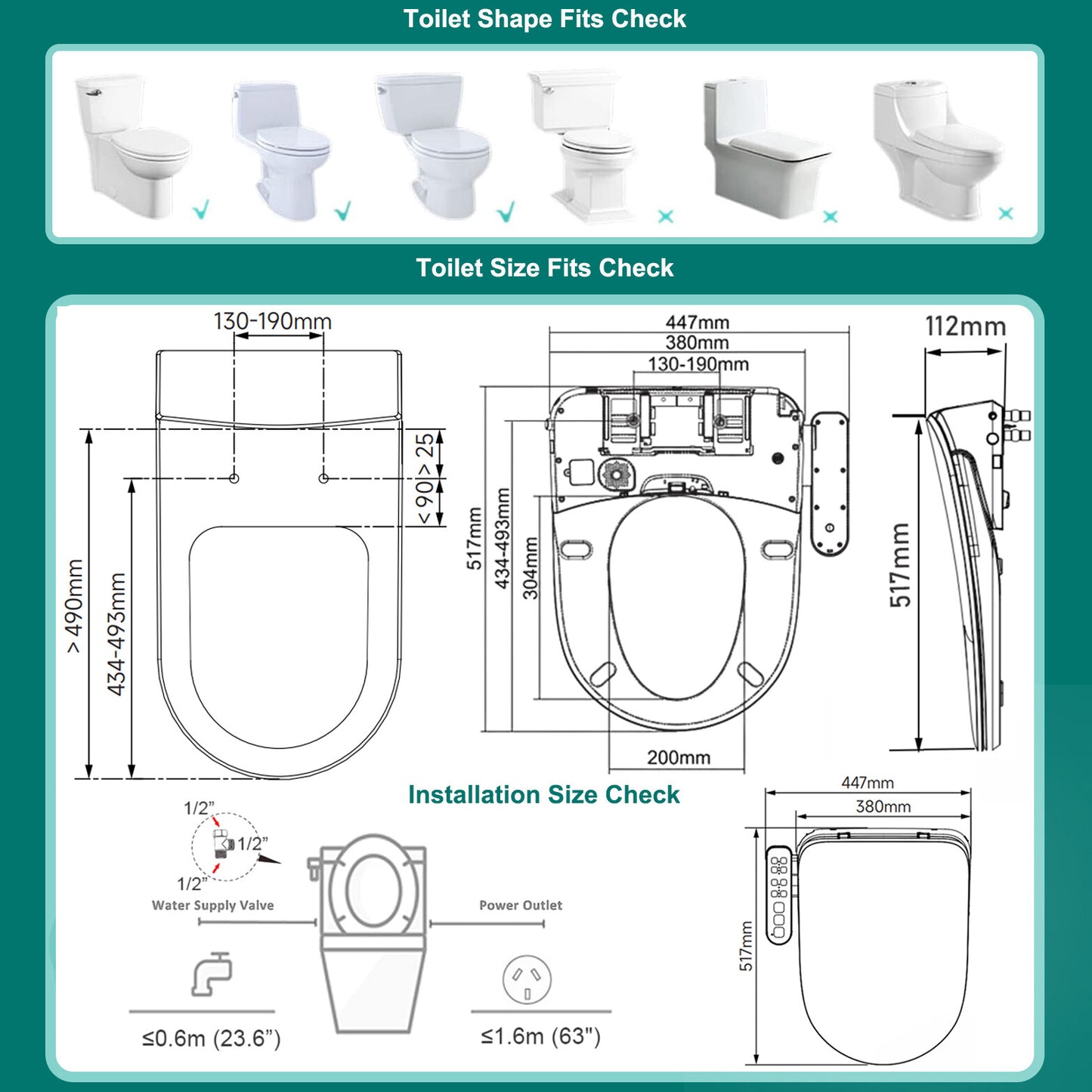 AQUATIZ D-Shape Smart Heated Bidet Toilet Seat AQ1101