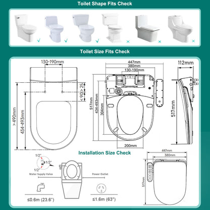 AQUATIZ D-Shape Smart Heated Bidet Toilet Seat AQ1101